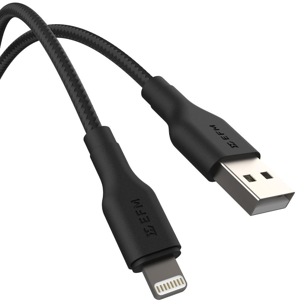 EFM USB-A to Lightning Braided Power and Data 1M Cable
